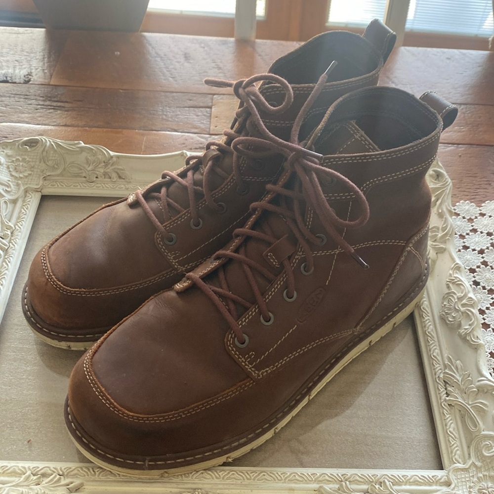 Men’s Keen Brown  Leather Work Boots.  Size 11.5 EE